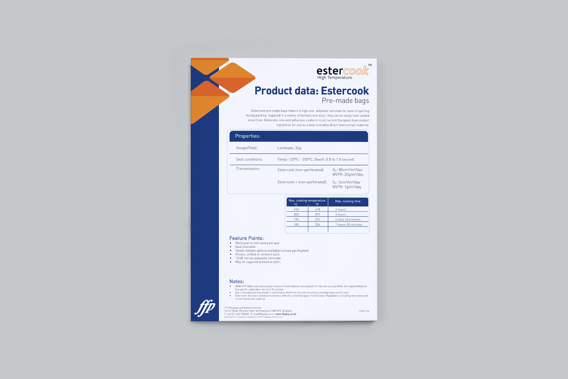 Estercook Datasheets