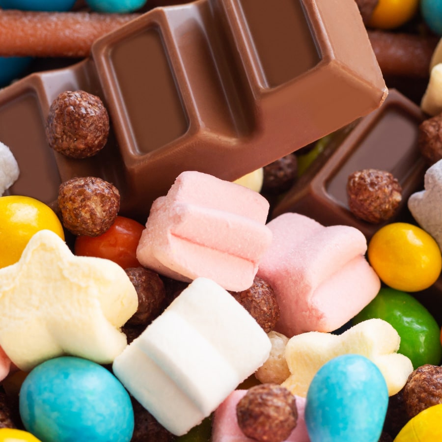 Variety of chocolate and sweets