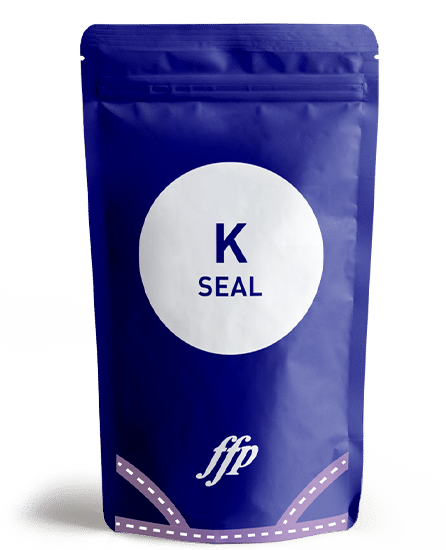 a K Seal Stand Up Pouch showing the formats of Printed Pouches