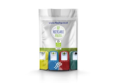 stand up pouch from FFP packaging available to minimise the plastic packaging tax